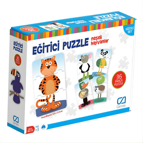 36 Parça Eğitici Puzzle Neşeli Hayvanlar