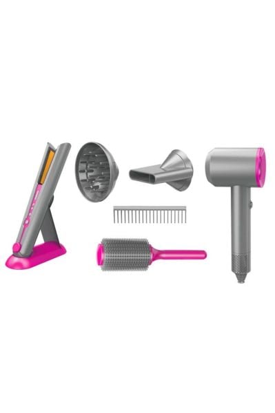 Hair Dryer Lüks Saç Bakım Seti 2in1 Sesli Işıklı 3+ Çocuklar İçin Saç Tasarımı