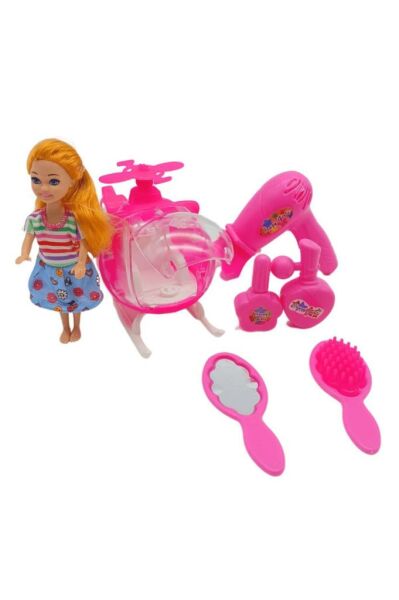 Helikopterli Sally Oyuncak Bebek Seti