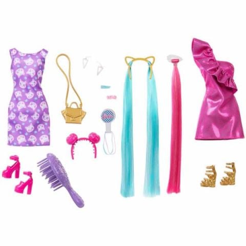 Barbie Upuzun Muhteşem Saçlı Bebekler Pembe Saçlı Bebek JDC85