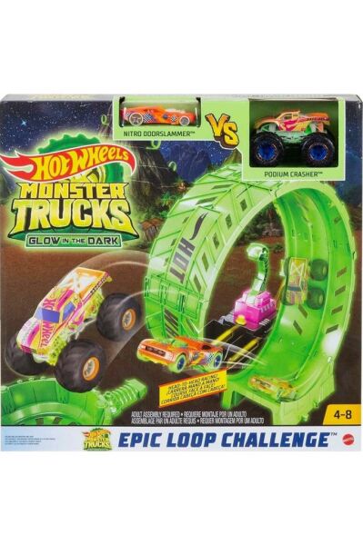 Hot Wheels Monster Trucks Karanlıkta Parlayan Çemberde Yarış Seti