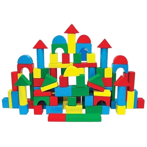 Woodoy Ahşap 100 Parça Renkli Bloklar