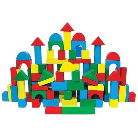 Woodoy Ahşap 100 Parça Renkli Bloklar