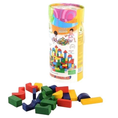 Woodoy Ahşap 100 Parça Renkli Bloklar