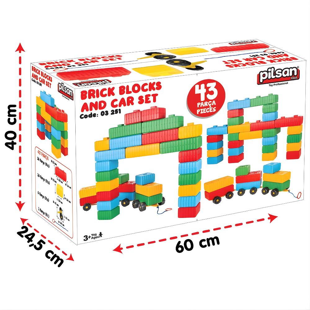 Tuğla Blok ve Araba Seti 43 Parça
