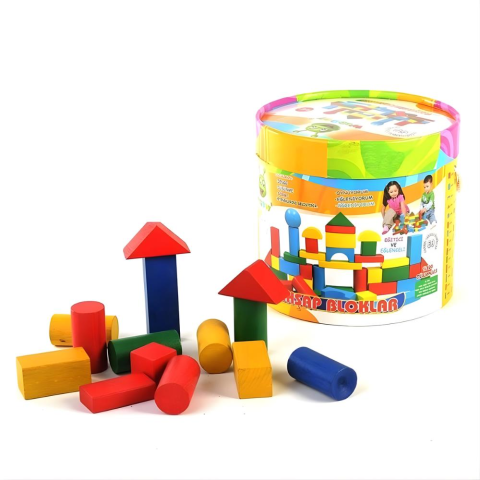 Woodoy 60 Parça Büyük Kovalı Ahşap Bloklar