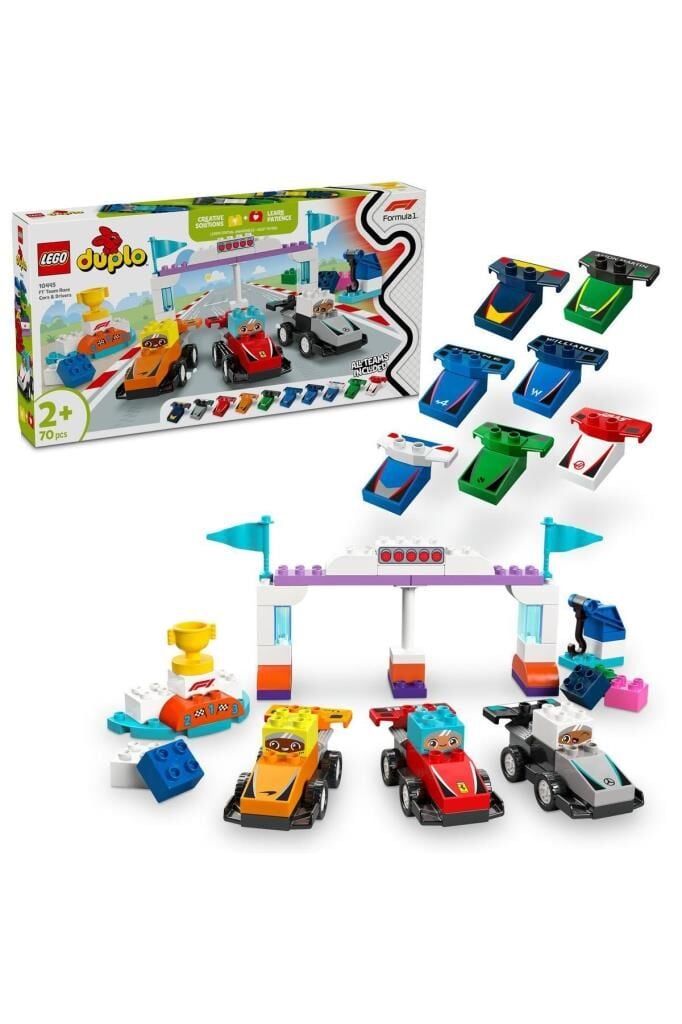 LEGO ® DUPLO® Kasabası F1® Takımı Yarış Arabaları ve Sürücüler 10445 - 2 Yaş ve Üzeri Set( 70 Parça)
