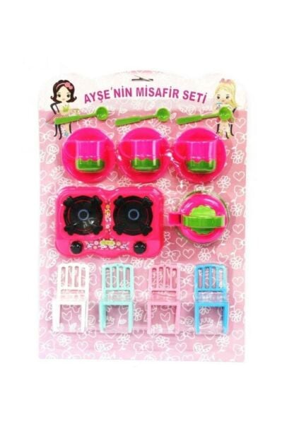 Oyuncak Çocuk Mutfak Seti 16 Parça Sandalyeli Misafir Seti