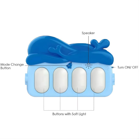 3in1 Piyanolu Balina Desenli Oyun Halısı