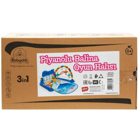 3in1 Piyanolu Balina Desenli Oyun Halısı