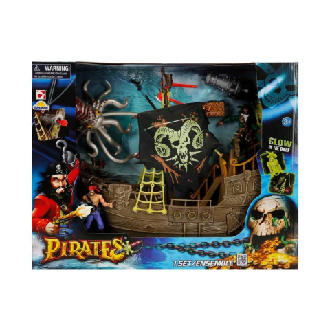 Korsan Gemisi Oyun Seti Karanlıkta Parlayan Gemi