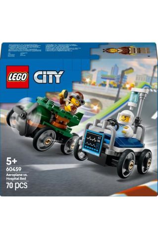 LEGO ®City Uçak, Hastane Yatağına Karşı Yarış Arabası Paketi 60459 - 5 Yaş Üzeri Yapım Seti (70Parça)