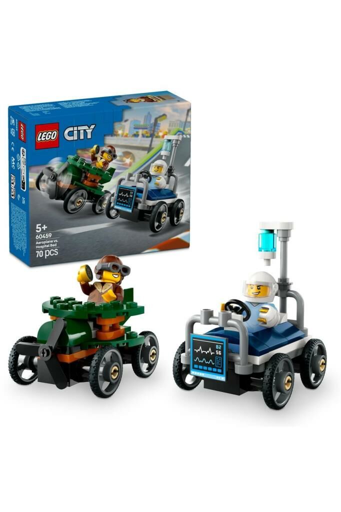 LEGO ®City Uçak, Hastane Yatağına Karşı Yarış Arabası Paketi 60459 - 5 Yaş Üzeri Yapım Seti (70Parça)