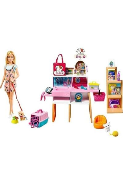 Barbie Bebek ve Evcil Hayvan Dükkanı Oyun Seti  GRG90