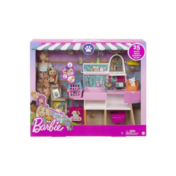 Barbie Bebek ve Evcil Hayvan Dükkanı Oyun Seti  GRG90