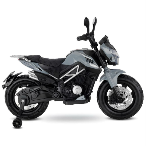 Babyhope 447 Motocross Akülü Motor Çocuk Motoru Gri