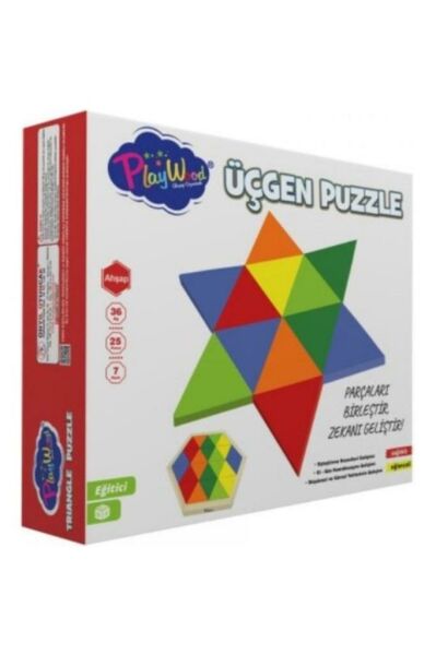 Kutuda Ahşap Üçgen Puzzle 24 Parça Ony-395