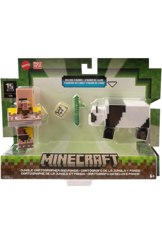 Minecraft Orman Kartografi ve Panda Figür Seti – 3 Parça Aksesuar Dahil