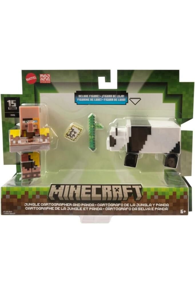 Minecraft Orman Kartografi ve Panda Figür Seti – 3 Parça Aksesuar Dahil