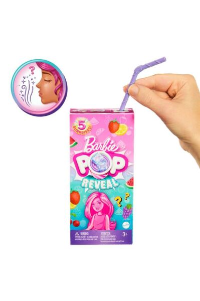 Barbie Pop Reveal Chelsea Small Doll, Fruit Series with 5 Surprises Including Pop-It Pet & Accessories
