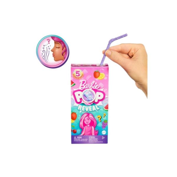 Barbie Pop Reveal Chelsea Small Doll, Fruit Series with 5 Surprises Including Pop-It Pet & Accessories