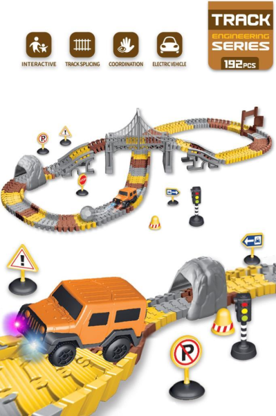 İnşaat Tracks 192 Parça İnşaat Temalı Hareketli Raylar Araçlı Köprülü