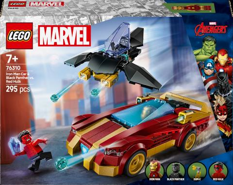 Marvel Iron Man Arabası ile Black Panther, Red Hulk’a Karşı İnşa Edilebilen Oyun Seti 76310