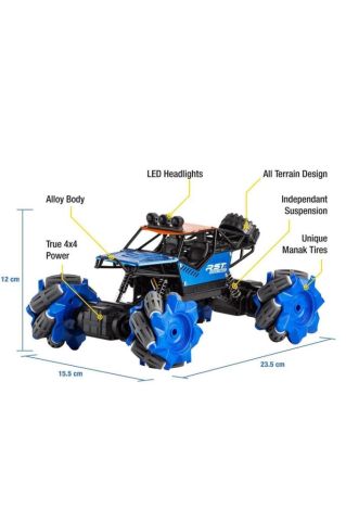 LED Işıklı 2.4Ghz Şarjlı, 360 Derece Dönebilen El ve Kumanda Kontrollü, Metal Big Foot Araba