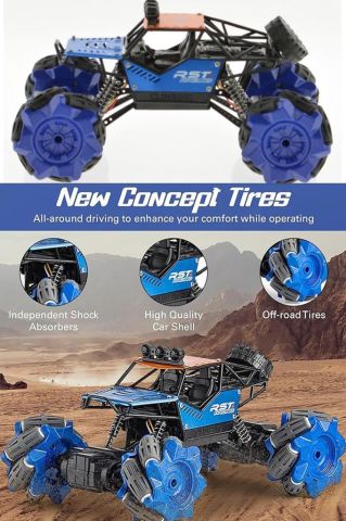 LED Işıklı 2.4Ghz Şarjlı, 360 Derece Dönebilen El ve Kumanda Kontrollü, Metal Big Foot Araba