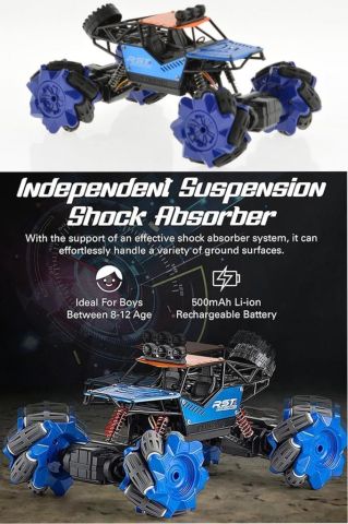 LED Işıklı 2.4Ghz Şarjlı, 360 Derece Dönebilen El ve Kumanda Kontrollü, Metal Big Foot Araba
