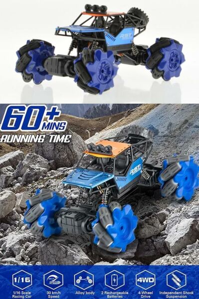 LED Işıklı 2.4Ghz Şarjlı, 360 Derece Dönebilen El ve Kumanda Kontrollü, Metal Big Foot Araba