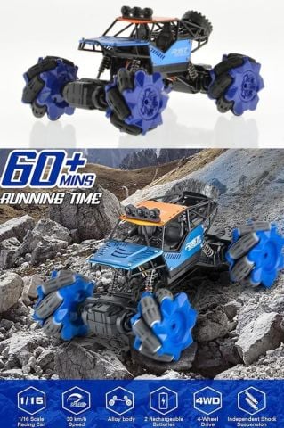 LED Işıklı 2.4Ghz Şarjlı, 360 Derece Dönebilen El ve Kumanda Kontrollü, Metal Big Foot Araba