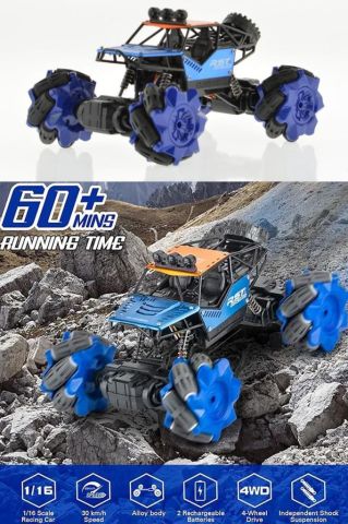 LED Işıklı 2.4Ghz Şarjlı, 360 Derece Dönebilen El ve Kumanda Kontrollü, Metal Big Foot Araba