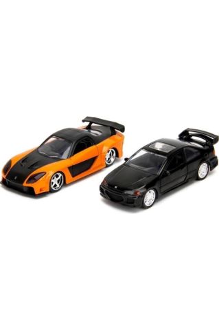 Fast &Furious Legacy Series Heist Honda Civic EJ1& Han's Mazda RX-7 1/32 İkili Araba Seti