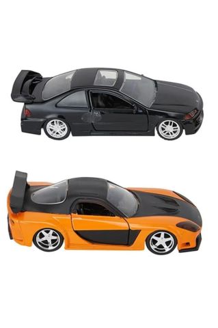 Fast &Furious Legacy Series Heist Honda Civic EJ1& Han's Mazda RX-7 1/32 İkili Araba Seti
