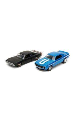 Fast Furious Twin Pack 1:32 1969 Chevrolet Camaro +1968 Dodge Charger Geniş Gövde (F9)