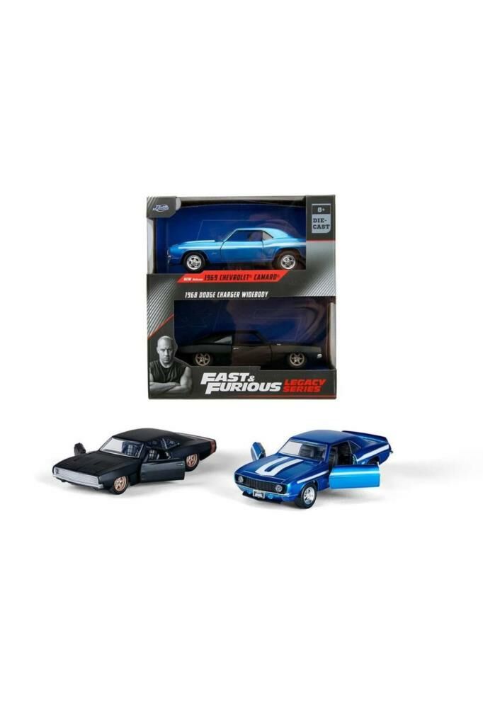 Fast Furious Twin Pack 1:32 1969 Chevrolet Camaro +1968 Dodge Charger Geniş Gövde (F9)