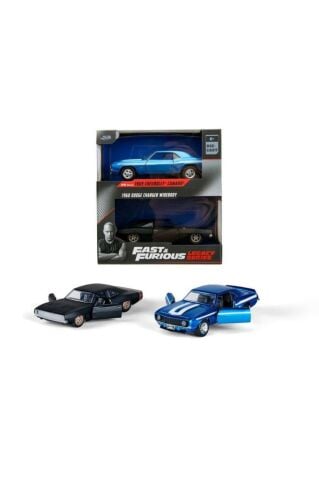 Fast Furious Twin Pack 1:32 1969 Chevrolet Camaro +1968 Dodge Charger Geniş Gövde (F9)