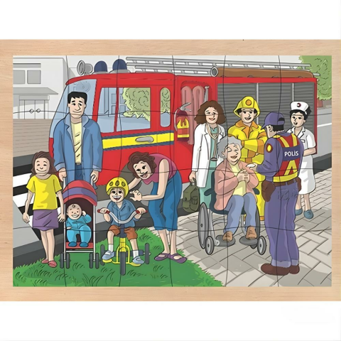 24 Parça Ahşap Puzzle-Bize Yardım Edenler Ahşap Puzzle