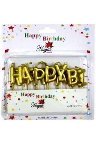 Happy Birthday Doğum Günü Mumu Altın Gold