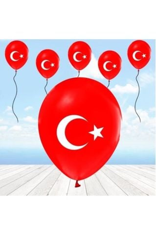Balon 1+1 Baskili AyYıldız Bayrak P100