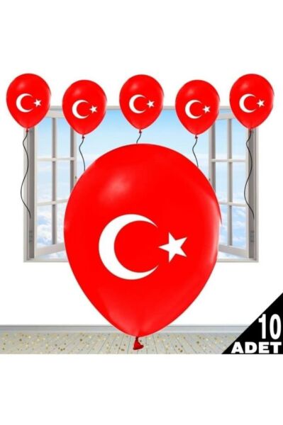 Balon 1+1 Baskili AyYıldız Bayrak P100