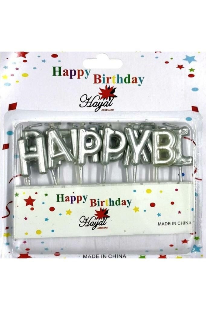 Happy Birthday Doğum Günü Mumu Gümüş Sılver