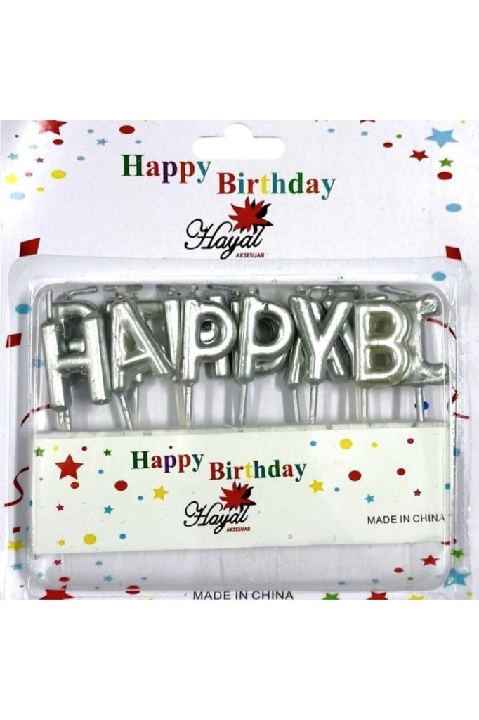 Happy Birthday Doğum Günü Mumu Gümüş Sılver