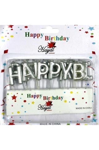 Happy Birthday Doğum Günü Mumu Gümüş Sılver