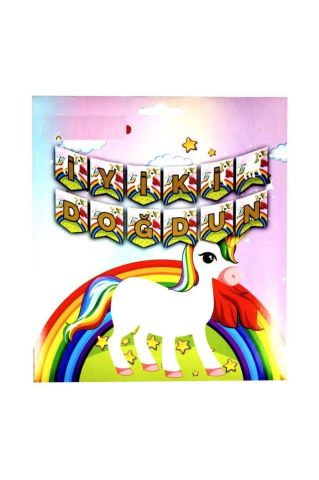 Büyük Boy Unicorn Iyiki Doğdun Banner Uzar Yazı
