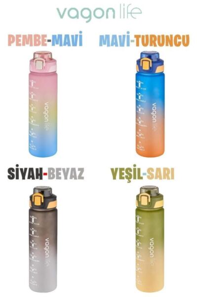 Motivasyon Su Matarası 1000ml Mavi