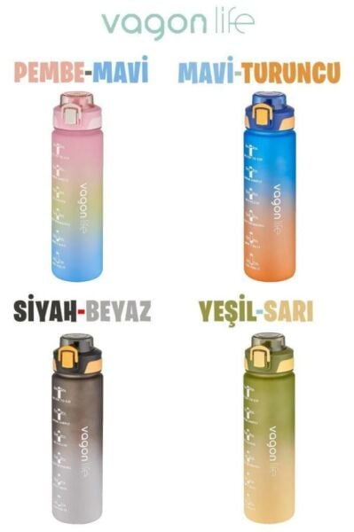 Motivasyon Su Matarası 1000ml Mavi