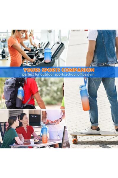 Motivasyon Su Matarası 1000ml Mavi