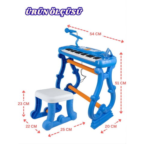 37 Tuşlu Standlı Tabureli Piyano Seti Mikrofonlu Karaoke